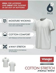 New Wrangler Five Star Premium Men’s Cotton Stretch Crew Neck T-Shirts 6-Pack