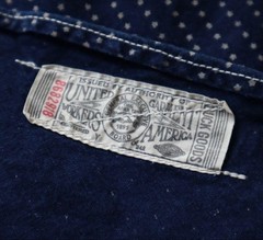 The Real McCoy’s Double Diamond Indigo Star Wabash Work Shirt S Indigo Men’s