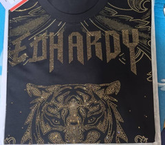 New Fashion Tiger Trend Rhinestone Summer Short Sleeve Luxury Black Men T-Shirt