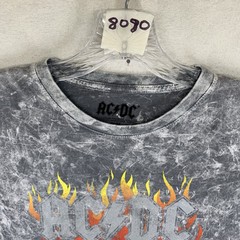 AC/DC Summer Crop Top Highway To Hell Tie Die Gray Shirt Medium Rock N Roll Tour