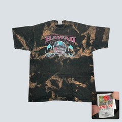 90s Fruit Of The Loom Hawaii Dolphin Bleach Wash T Shirt Single Stitch Mens XL
