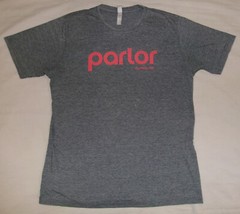 PARLOR CUSTOM SKIS T SHIRT SzL SKIING SNOW WINTER SYMBOL ON BACK