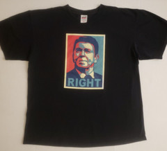 Ronald Reagan RIGHT Graphic T-shirt Black Large Campaign Poster President Men’s