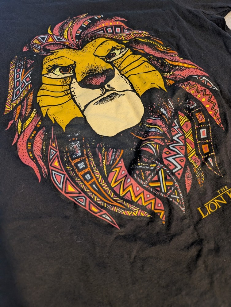 Adult Large The LION KING T-Shirt Mufasa Simba Black Tribal Disney Parks Aztec