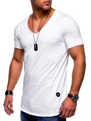 2025 Brand Quality Cotton Men T-shirt V-neck Fashion Design Slim Fit Soild