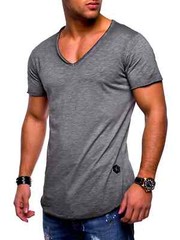 2025 Brand Quality Cotton Men T-shirt V-neck Fashion Design Slim Fit Soild