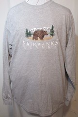 Fairbanks Alaska T-shirt 36″ Chest USA Embroidery Long Sleeve Bear Walking