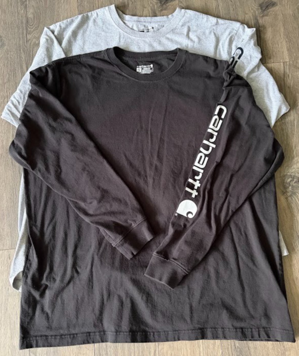 Carhartt Loose Fit Long Sleeves Bundle of 2 Size 2XL Light Gray and Black