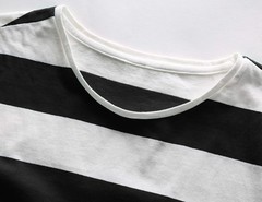 Zecmos Striped T Shirt for Men Crew Neck Slim Fit Wide Stripe Tee Cotton Top