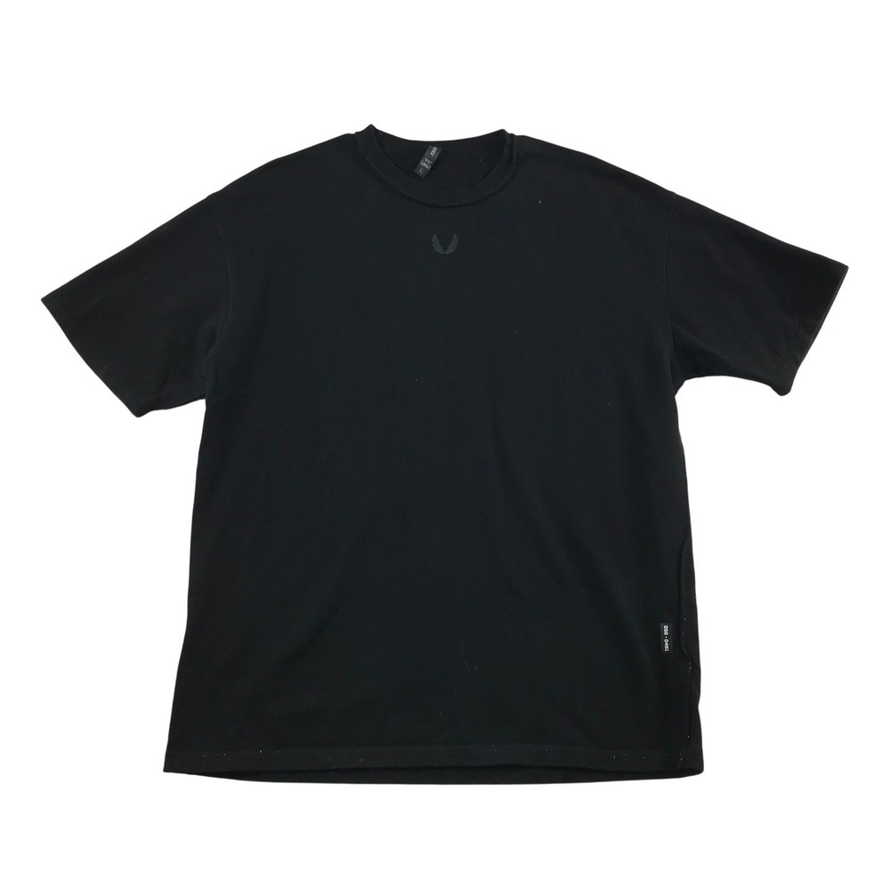 ASRV Mens DSG-0481 Short Sleeve T-Shirt Black Cotton Athletic Top Size L