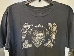 Mens RVCA Large Regular Fit PM Tenore Eli Quinters Black T-shirt