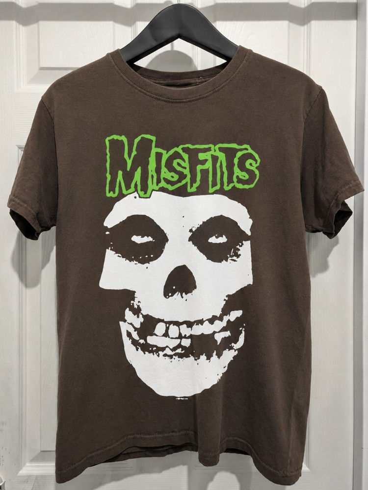 Misfits Fiend Skull Band Graphic T-Shirt Brown Green Logo Punk Rock Merch