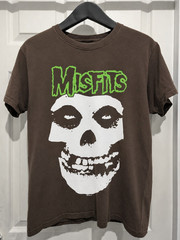 Misfits Fiend Skull Band Graphic T-Shirt Brown Green Logo Punk Rock Merch