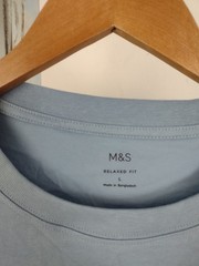 M&S Men’s Top Size L 3Pcs Bundle Blue Plain Tee & White Striped Sweat Top NEW