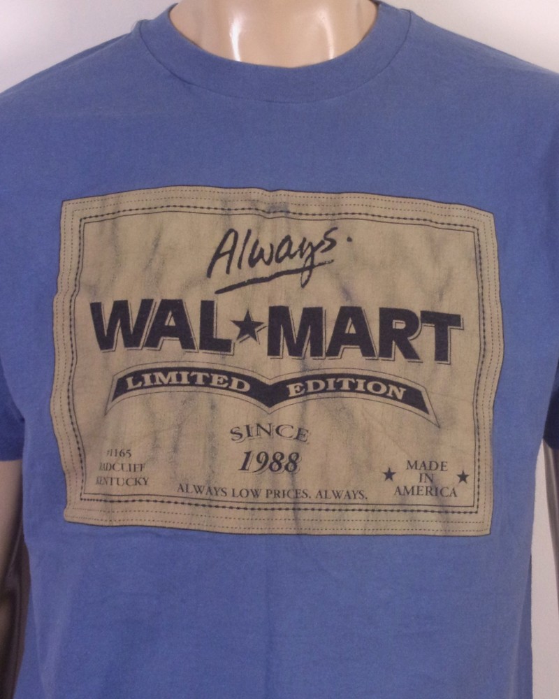vintage 90s single stitch Wal Mart T-Shirt Always Textured Logo Print SZ L