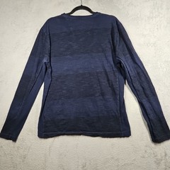 Calvin Klein Zipper Pocket Long Slv Shirt Dark Blue Black Marled Striped Sz L