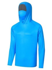 Hoodie Face Mask Long Sleeve T- Shirt 100% Polyester Material for UV Protection