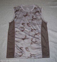 MENS Muscle Tee Shirt BROWN GRAY CAMOUFLAGE S 34-36 M 38-40 L 42-44 Moist. Wick
