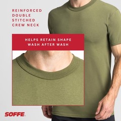 Soffe Men’s 3 Pack USA Poly/Cotton Military Tee, OD Green, Large