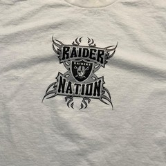 Nfl Team Apparel Vintage White Raiders Nation White Logo T-Shirt Size L Football
