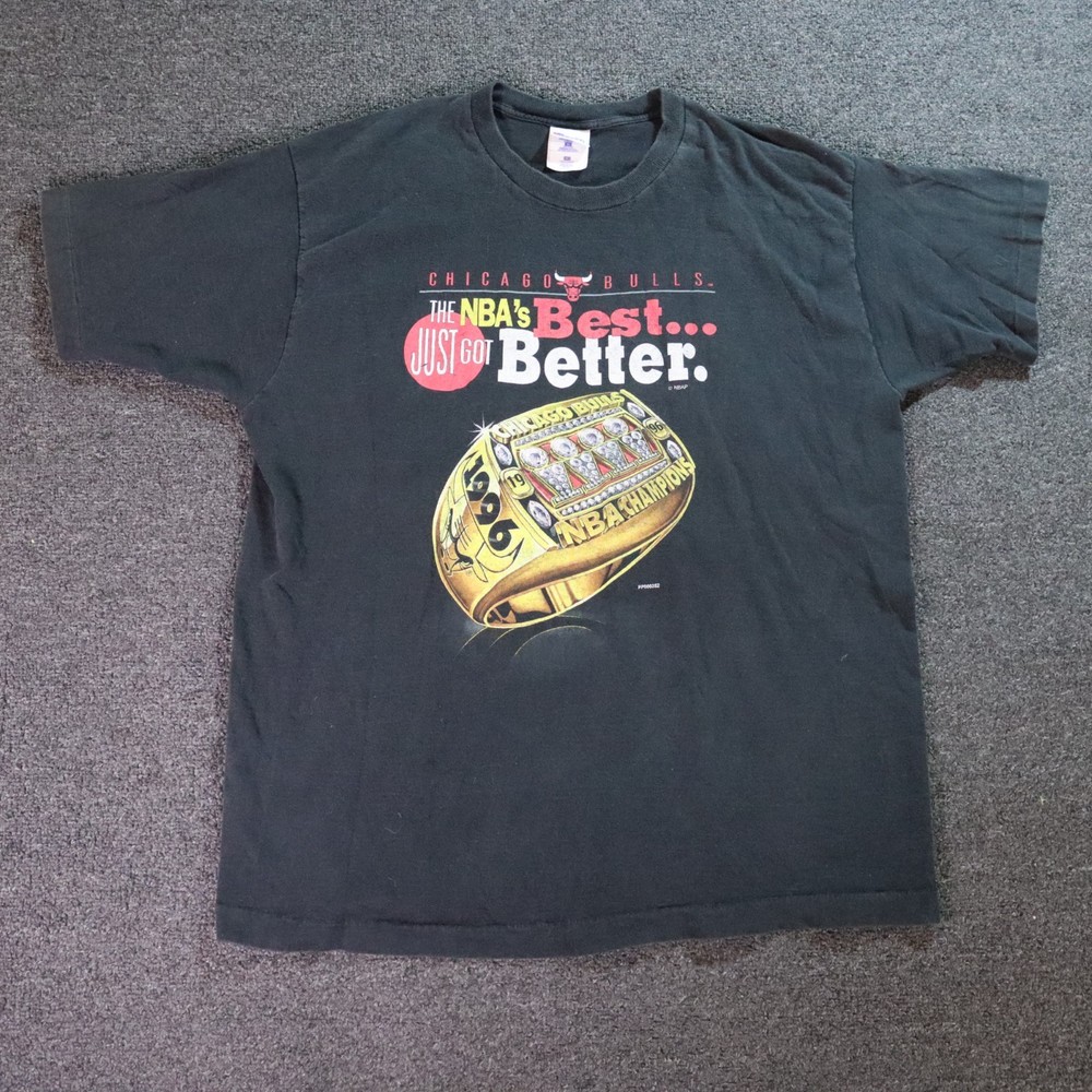 Pro Player 1996 Bulls Championship Ring Vintage Black T Shirt Rare XL