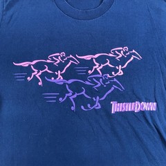 Vintage Thistledown Horse Racing Track T Shirt Mens Large Blue Purple Graphic