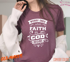 Unisex Worry Ends When Fai T-Shirt, Men T shirt,Women T shirt Gift Christian Top