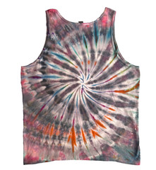NEW Spiral Ice Tie Dye T-Shirt, Mens L Tank Top, Gray Rainbow