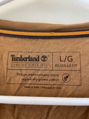 TIMBERLAND XL Brown CREW NECK SHORT Sleeve T-shirt Logo 100% Organic Cotton
