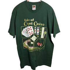 Isle of Capri Casino Shirt Adult Large Green Single Stitch T-shirt Travel