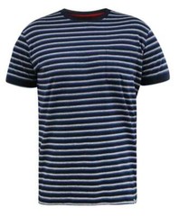 D555 Duke Big Mens Jacquard Stripe T-Shirt Navy 2XL 3XL 4XL 5XL 6XL (601301)