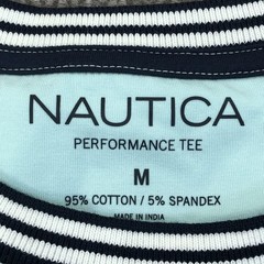 Nautica Shirt Mens Medium Blue Performance Sail Logo Tee Tagless Nautical Ringer