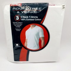Roundtree & Yorke V Neck T Shirt 3 Pack Size 3X Mens 100% Combed Cotton XXXL