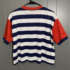 Vintage 80s Hang Ten Size MT Navy White Striped Boxy Nautical T Shirt