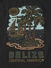 Belize Central America Blue Green Mens Women’s XL Beaded Beach T Shirt YAZBEK