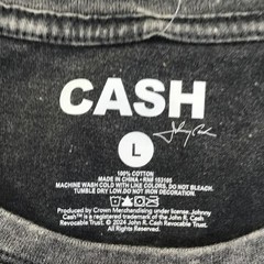 Cash Johnny Cash Man In Black Shirt Mens Large Gray Graphic Tee Tagless