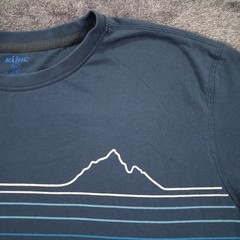 KUHL Wildfibre Mountain Lines T-Shirt Mens XL Blue Crew Neck Organic Cotton
