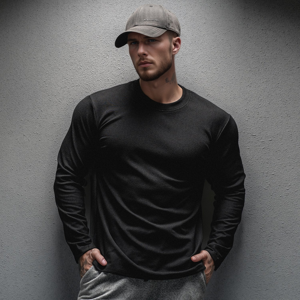 Long Sleeve t-shirt men Muscle Fit Sports T-Shirt Gym Clothes