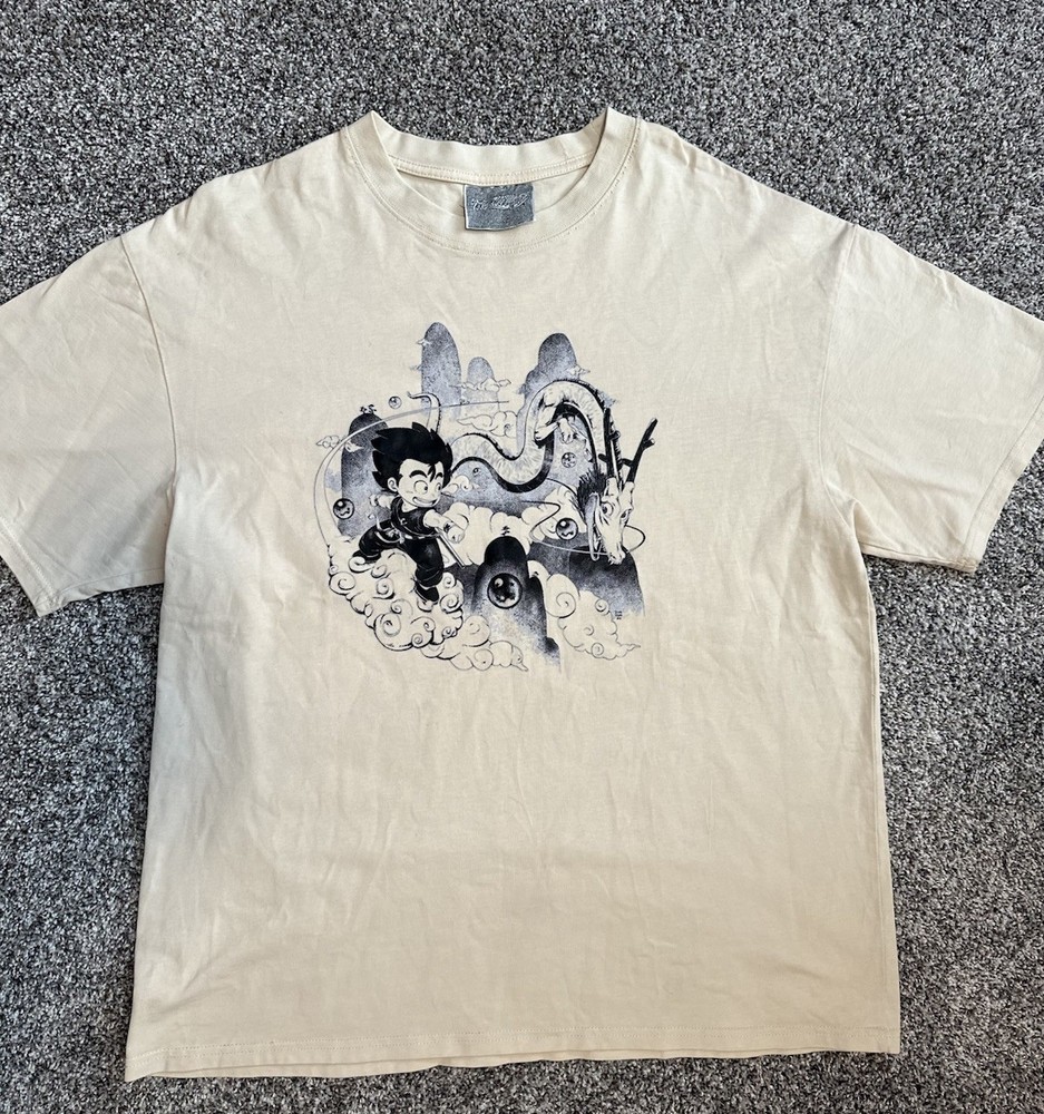 Dragon Ball Z Lace Valley Shirt Cream Beige Size M/L Rare Fan Art