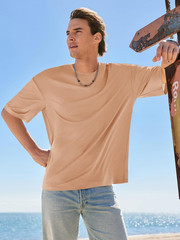 Mens Casual T-Shirts Short Sleeve Lightweight Oversized Summer Cotton Tee Beach