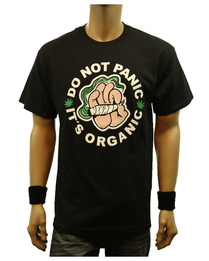 Weed Marijuana Pot DO NOT PANIC IT’S ORGANIC Printed Graphic T-Shirts Urban Tee