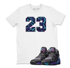 Shirt to Match AJ 8 Aqua 2025 Retro Number 23 T-Shirt, BLACK/WHITE