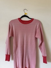 Vintage Hanes Waffle Knit Thermal Winter Red Contrast Large Layering Grunge