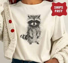 Raccoon Sketch Shirt Funny Woodland Animal Tee Gift