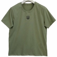 Ukraine Tryzub embroidered t-shirt men, Zelensky t-shirt Tryzub khaki black