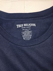 True Religion Mens Small Navy blue Graphic Logo T Shirt Crew Neck Short Sleeve