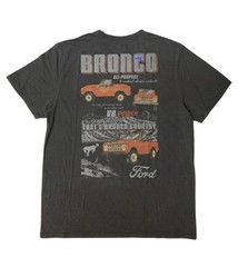 Licensed Men’s Moto Relaxed Fit Short Sleeve Graphic Tee Large Black Bronco