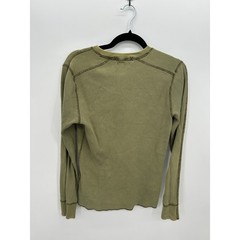 Wallace & Barnes Mens Small Olive Green Waffle Knit Henley Long Sleeve Shirt
