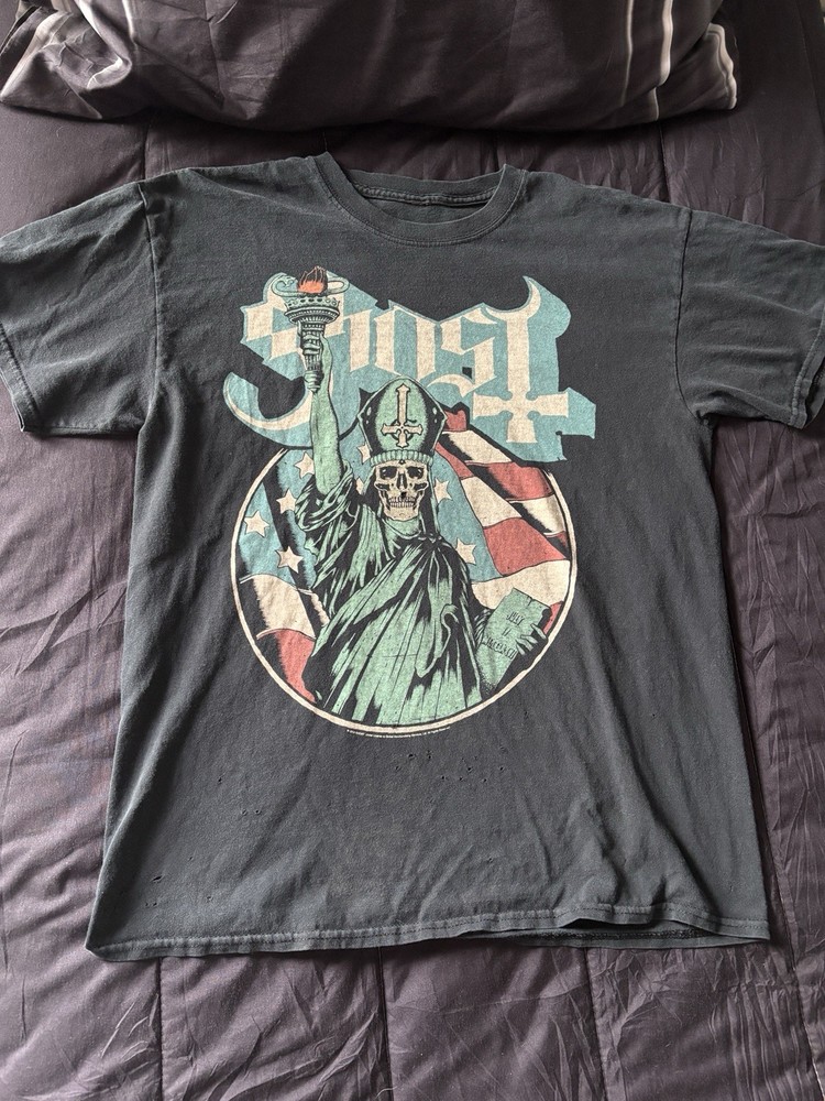 RARE Large Ghost Black To The Future 2016 Tour Liberty Shirt *FLAWS, SEE PHOTOS*
