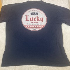 Lucky Brand Shirt Mens One Size Him 2XL Black Logo Graphic Look Your Best *Spots